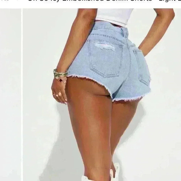 NWT Embellished Bling Denim Shorts with Crystals Jean Shorts Sz 0 - Picture 9 of 9